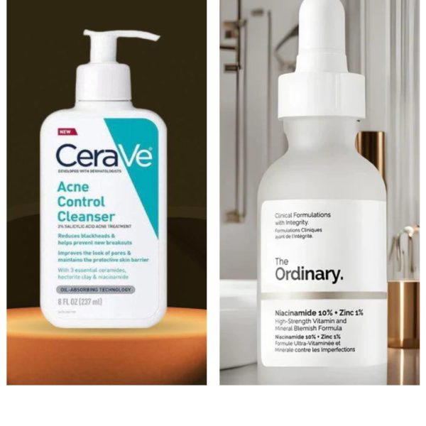 Pack of 2 CeraVe Acne Control Cleanser 237ml + Niacinamide Serum 30ml